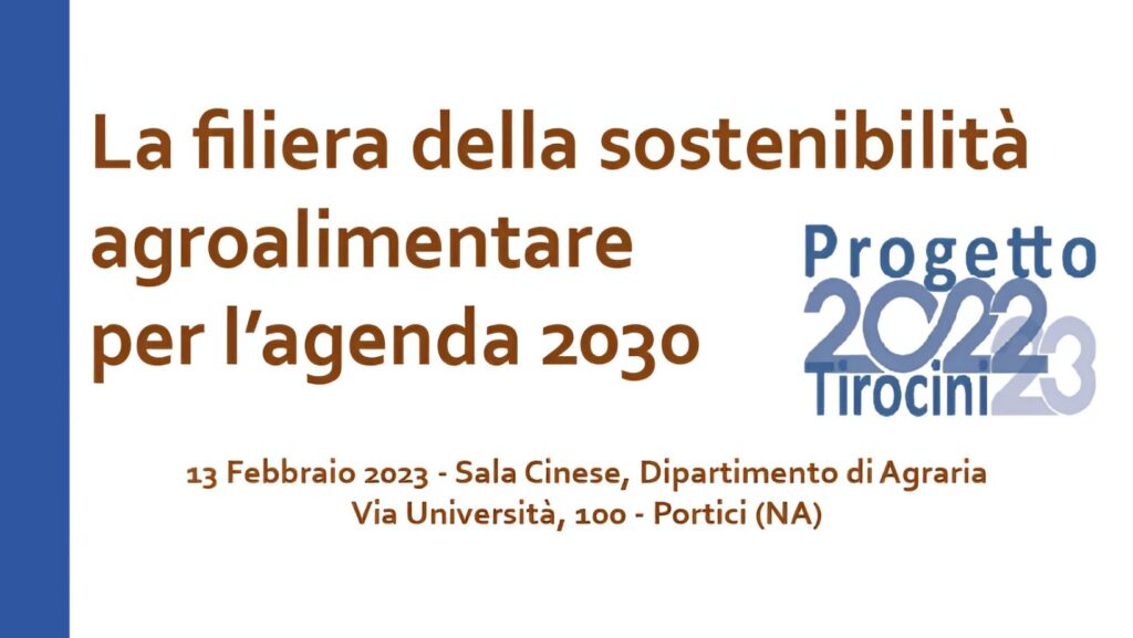 Seminario – La filiera della sostenibilità agroalimentare per l’agenda 2030