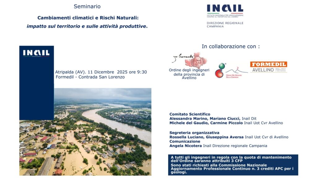 Seminario – Cambiamenti climatici e Rischi Naturali: impatto sul territorio e sulle attività produttive
