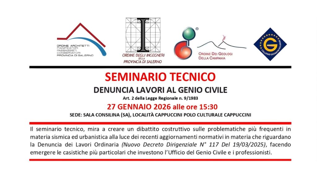 [RIMANDATO] Seminario tecnico – Denuncia lavori al Genio Civile