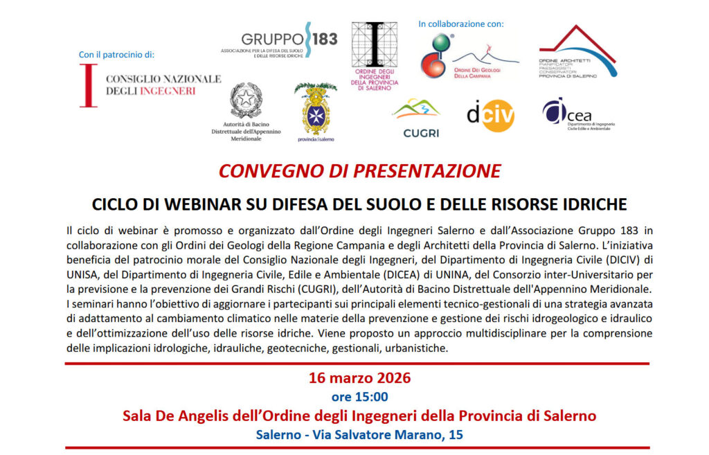 Ciclo Webinar su Difesa del Suolo e Risorse Idriche