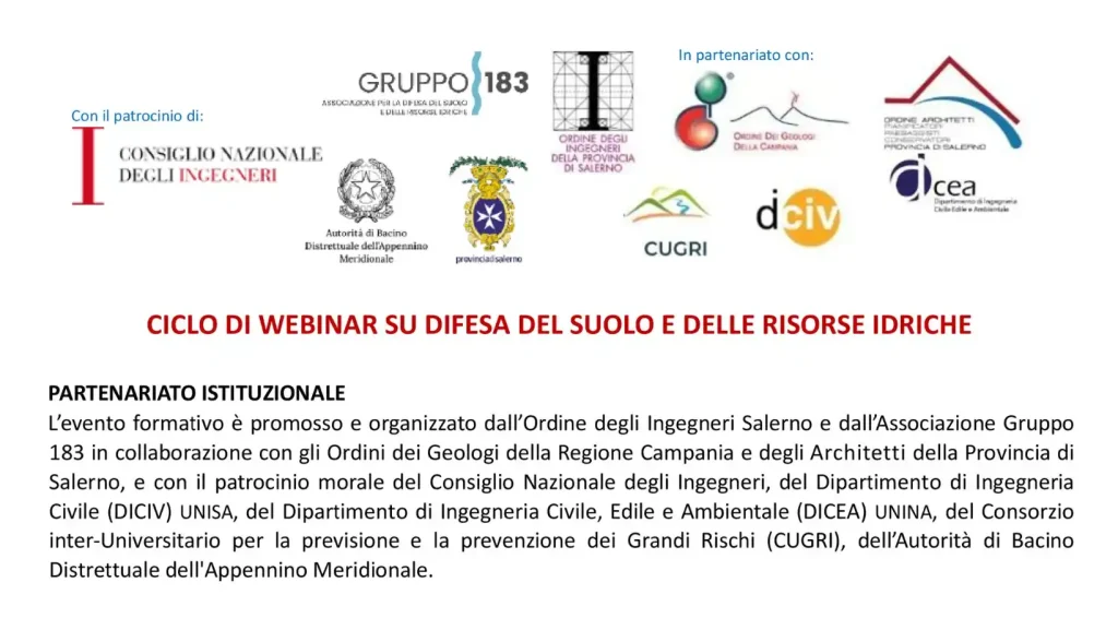 Ciclo di Webinar su difesa del suolo e delle risorse idriche