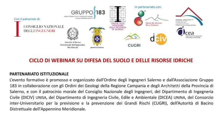 Ciclo di Webinar su difesa del suolo e delle risorse idriche
