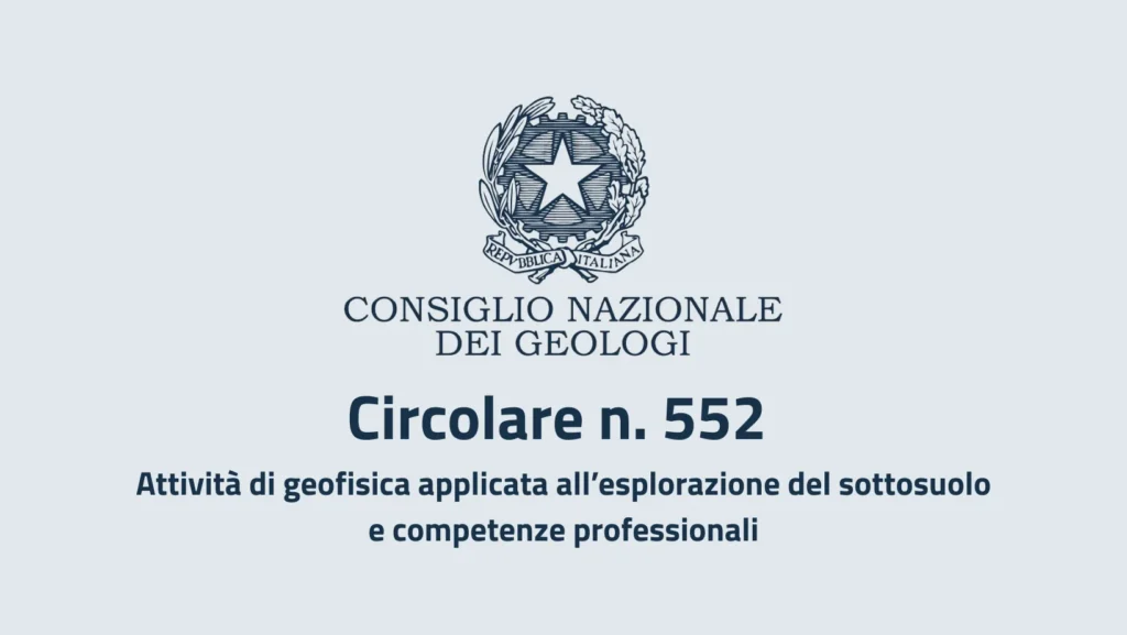 Circolare n. 552 – Consiglio Nazionale dei Geologi